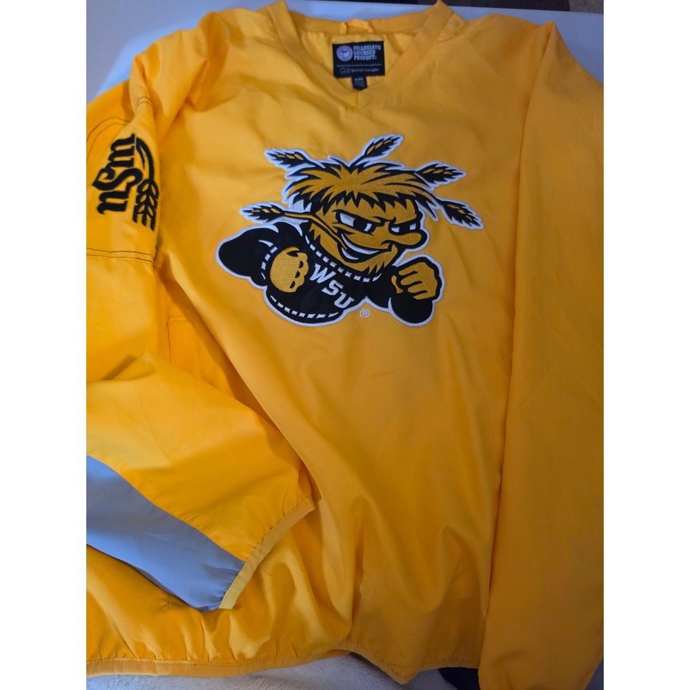 G-III Wichita State‎ University WuShock Windbreaker Pullover Yellow Grey XL